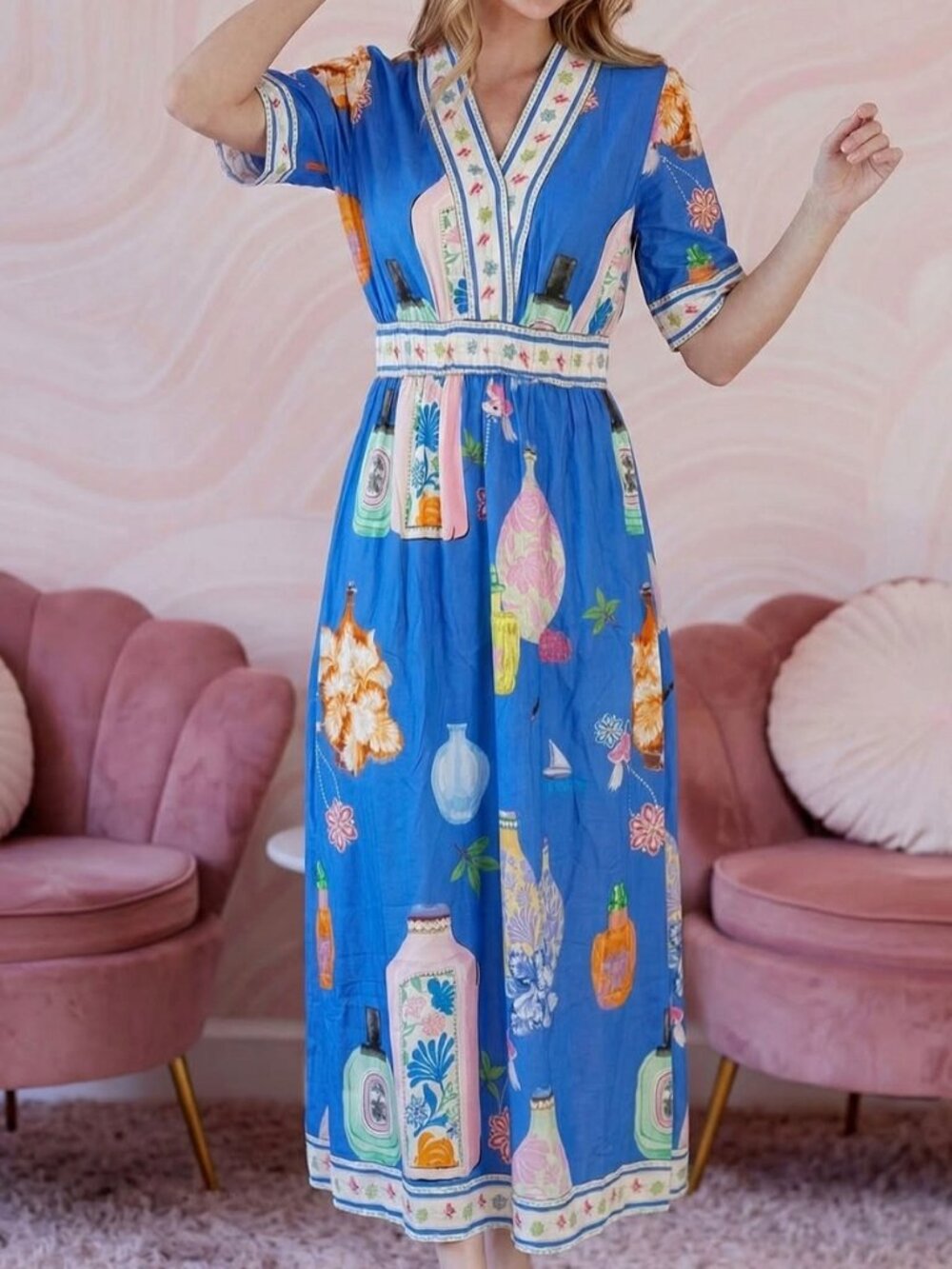 D16. Short Sleeve Summer Maxi Dress